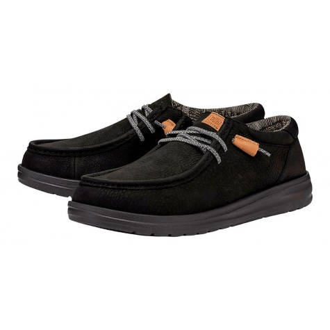 HEY DUDE WALLY GRIP CRAFT LEATHER BLACK