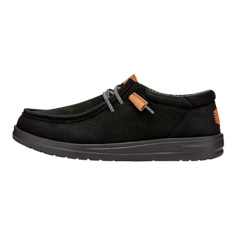 HEY DUDE WALLY GRIP CRAFT LEATHER BLACK
