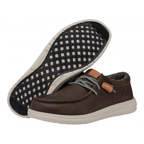 HEY DUDE WALLY GRIP CRAFT LEATHER GREY