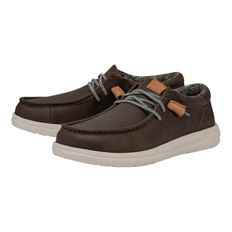 HEY DUDE WALLY GRIP CRAFT LEATHER GREY