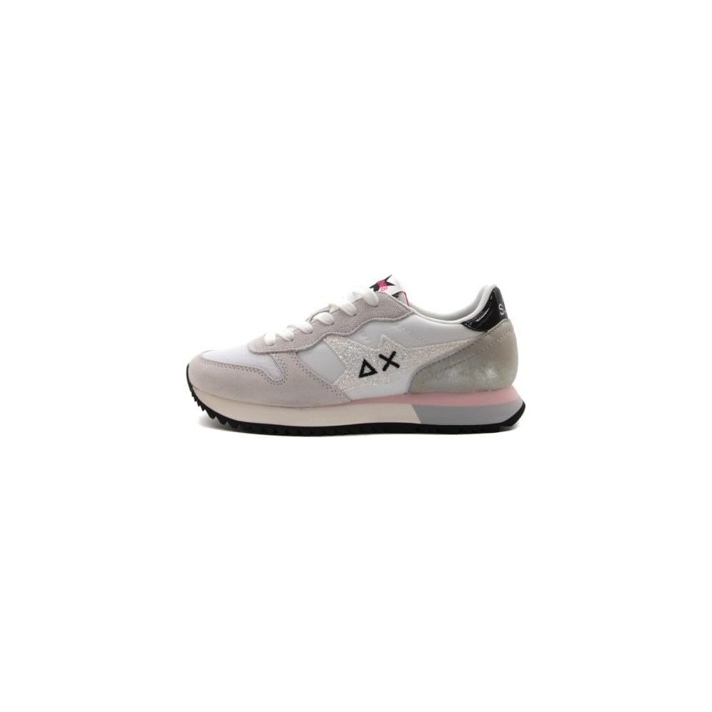 SUN 68 FOOTWEAR STARGIRL GLITTER LOGO BIANCO DONNA