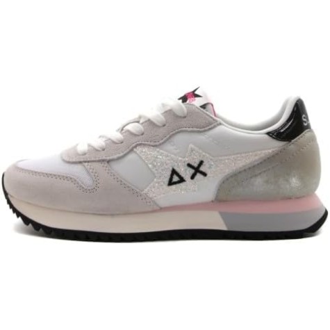 SUN 68 FOOTWEAR STARGIRL GLITTER LOGO BIANCO DONNA