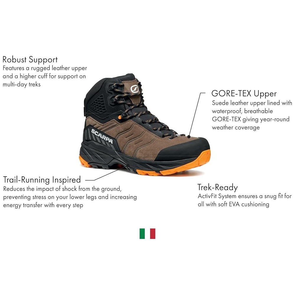 scarpa rush trk gtx uomo brown orange