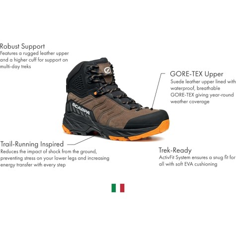 scarpa rush trk gtx uomo brown orange