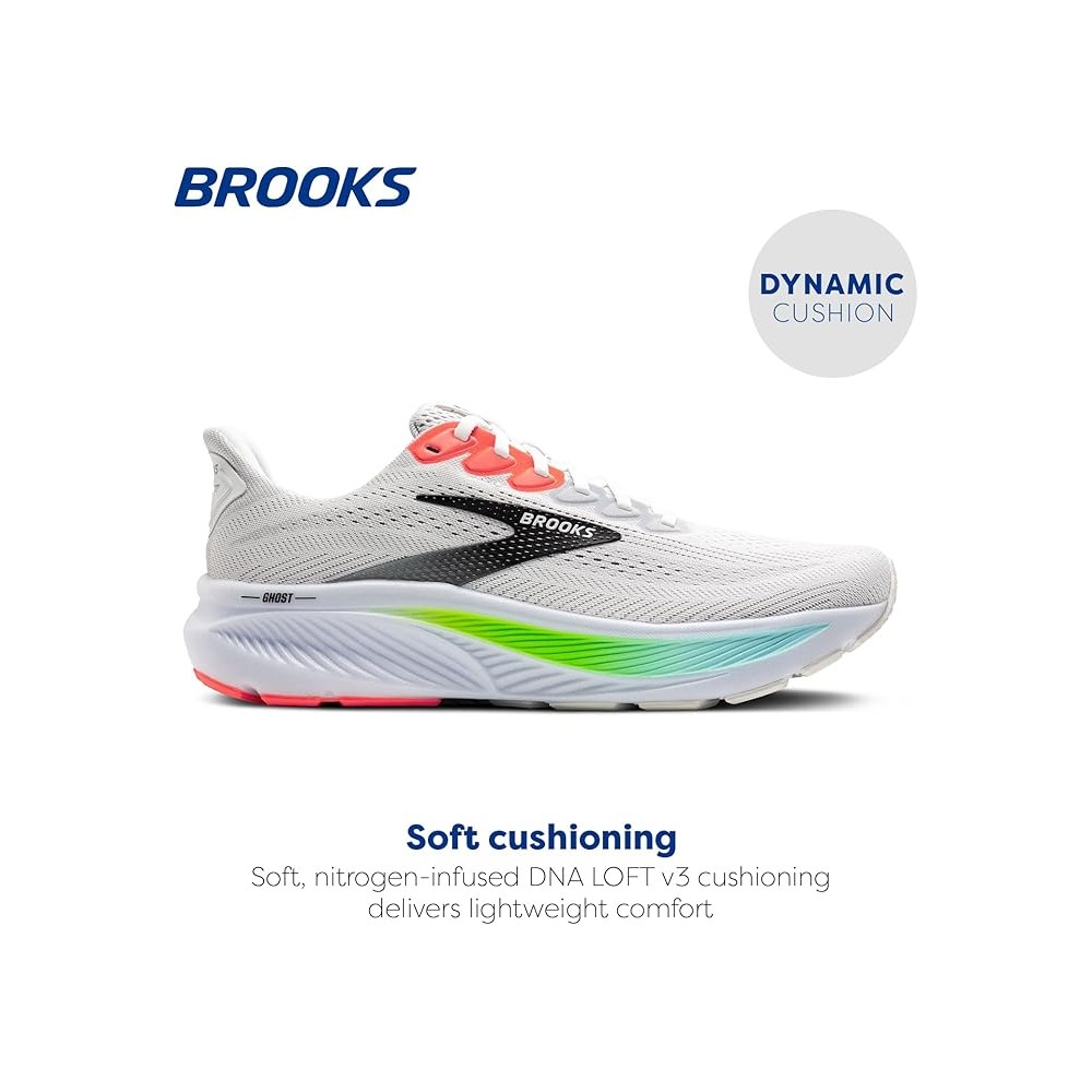 BROOKS GHOST 17 UOMO WHITE PINK CLAY GECKO