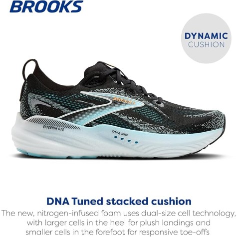BROOKS GLYCERIN GTS 22 UOMO BLACK ATOMIZER BLAZING ORANGE