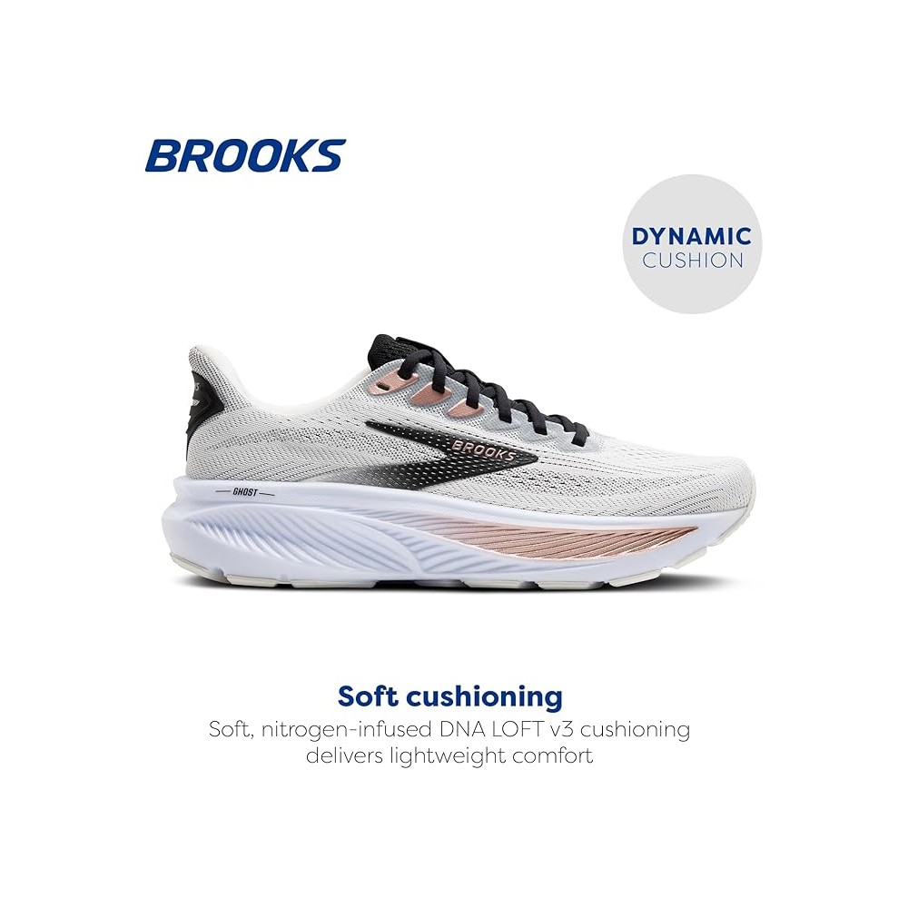 BROOKS DONNA GHOST 17 WHITE BLACK ROSE GOLD