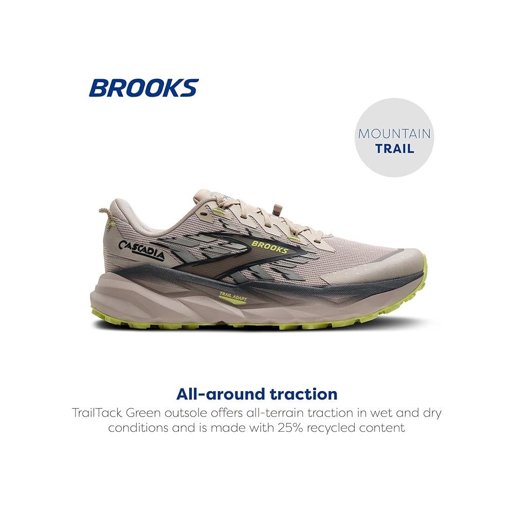 BROOKS CASCADIA 19 UOMO CHATEAU EBONY SUNNY LIME