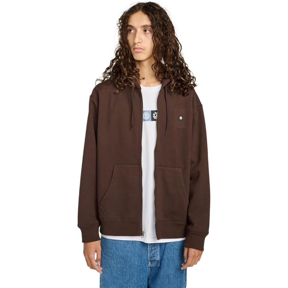 FELPA ZIP LUNGA CAPPUCCIO ELEMENT UOMO BROWN