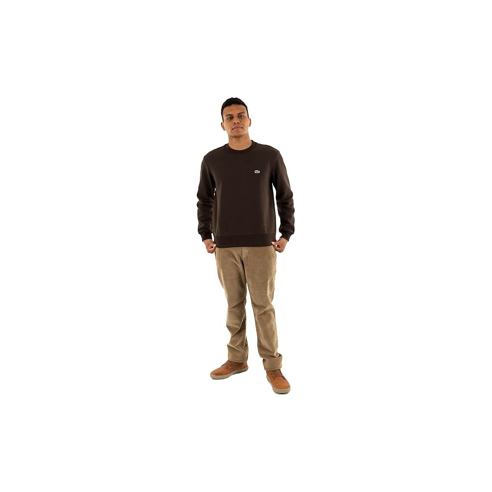 FELPA GIROCOLLO LACOSTE UOMO MARRONE