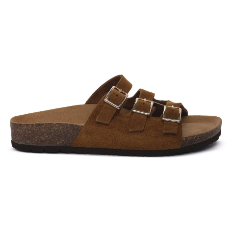 BIONATURA 11 NUBE-IV-SCABRA col.SCAMOSCIATO BRANDY ciabatta tre fascie DONNA