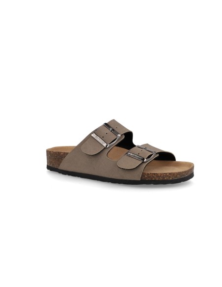 CIABATTA DOPPIA FASCIA DONNA BIONATURA NABUK SINTETICO col. ROCCIA