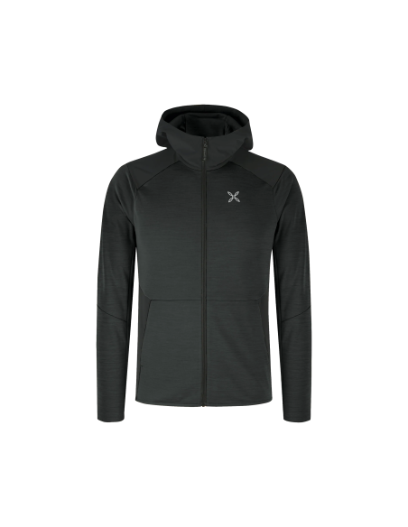 MAGLIA ZIP  LUNGA UOMO MONTURA TIMELESS MIX HOODED NERO